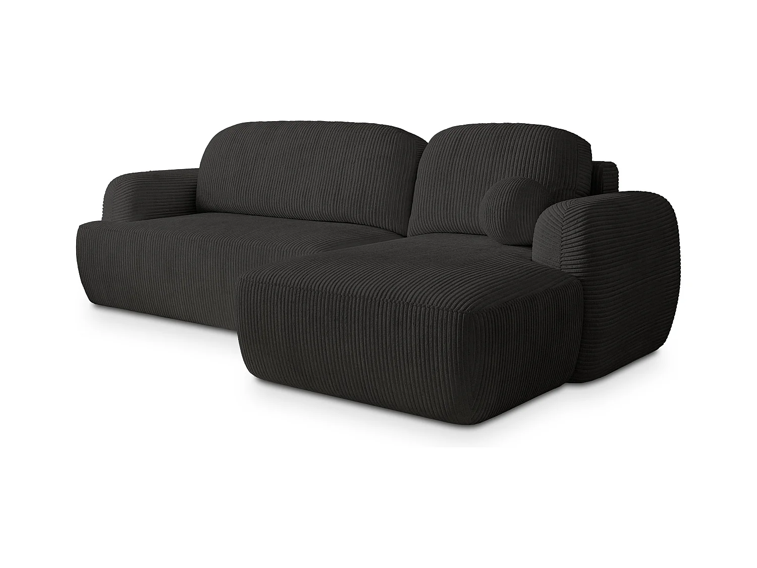Canapé d'angle MODENZA Noir en velours côtelé avec fonction de couchage