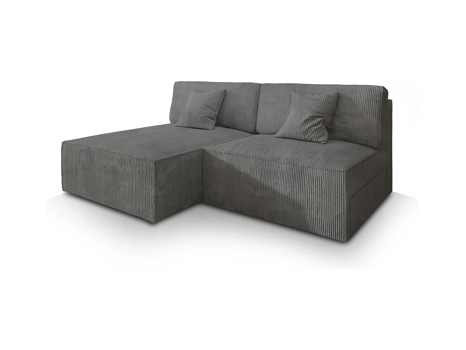 Canapé d'angle FIORO Gris en velours côtelé avec fonction de couchage