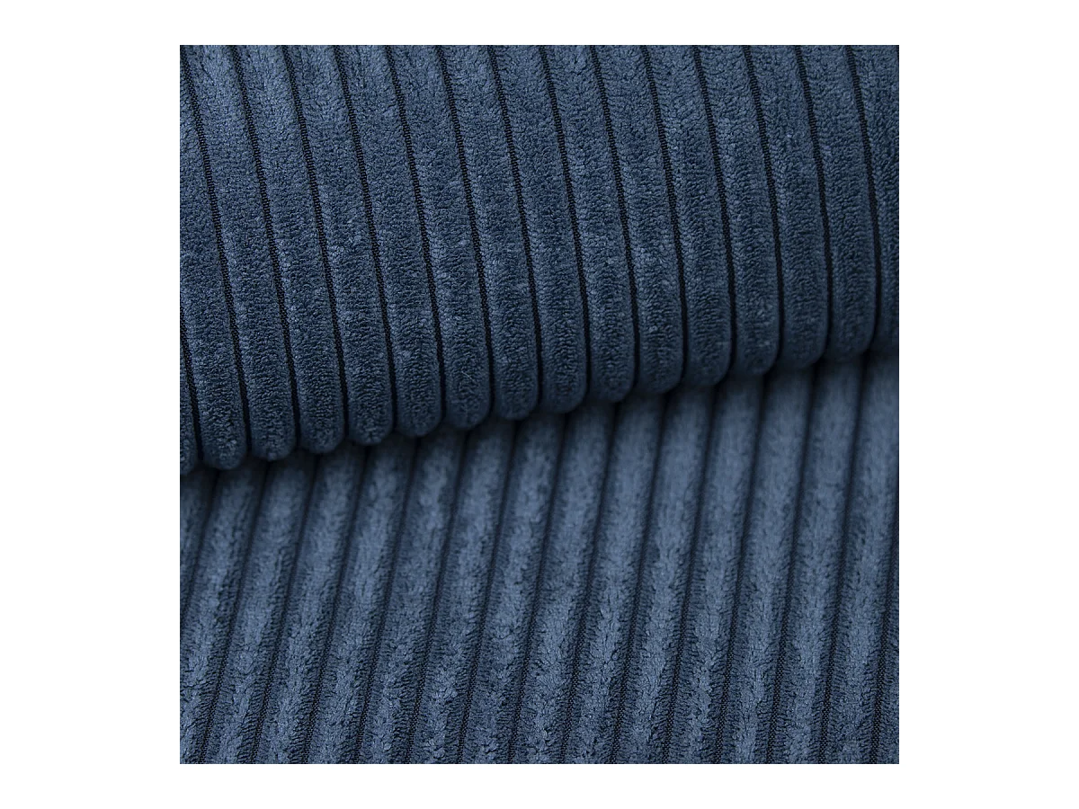 Canapé d'angle CORTIO Bleu en velours côtelé avec fonction de couchage