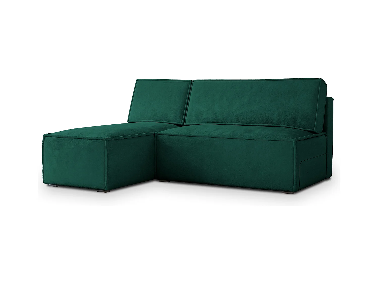 Canapé d'angle BRISO Vert Sapin en velours avec fonction de couchage