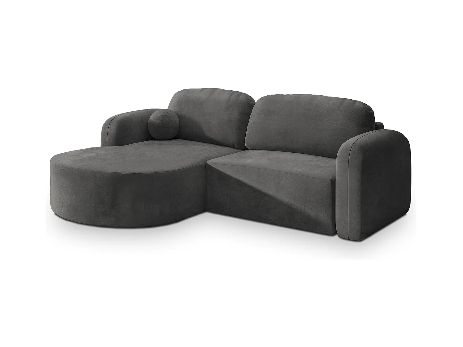 Canapé d'angle AMILIA Gris en velours avec fonction de couchage