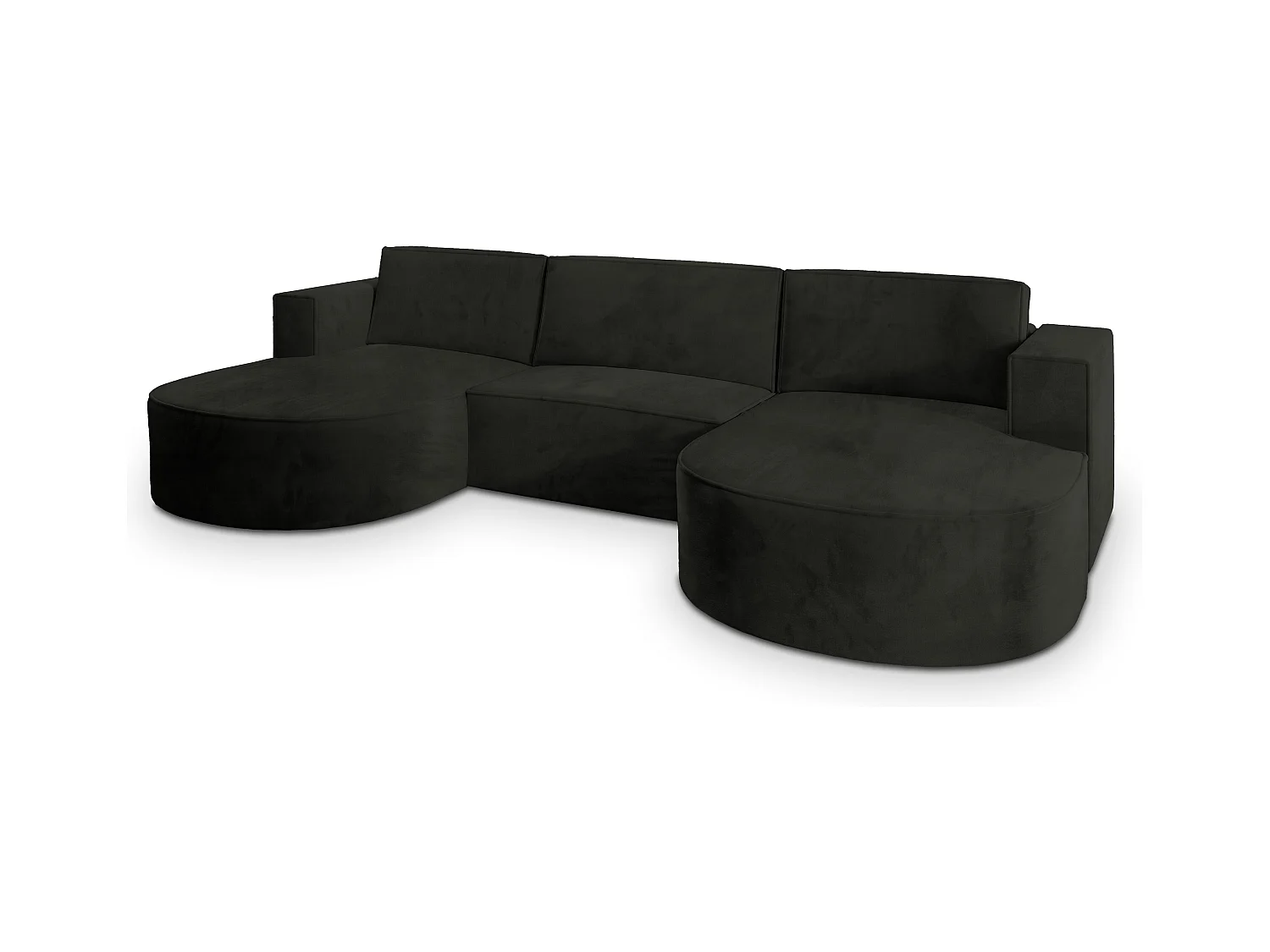 Canapé d'angle VEZZO Noir en velours avec fonction de couchage