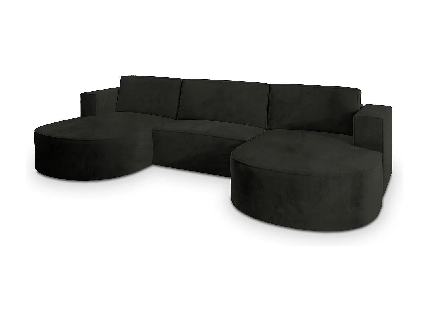 Canapé d'angle VEZZO Noir en velours avec fonction de couchage