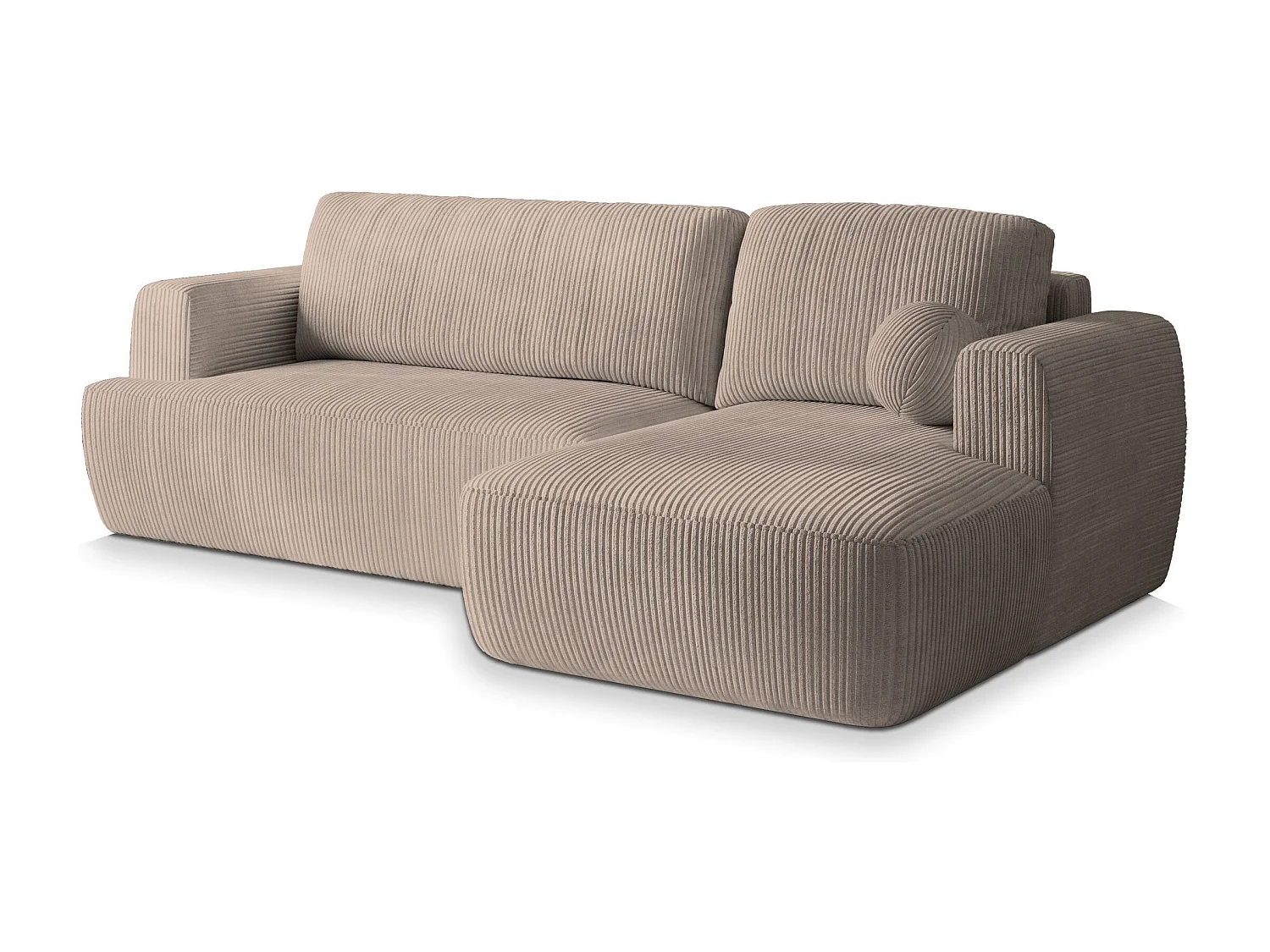 Canapé d'angle SENTI Beige en velours côtelé avec fonction de couchage