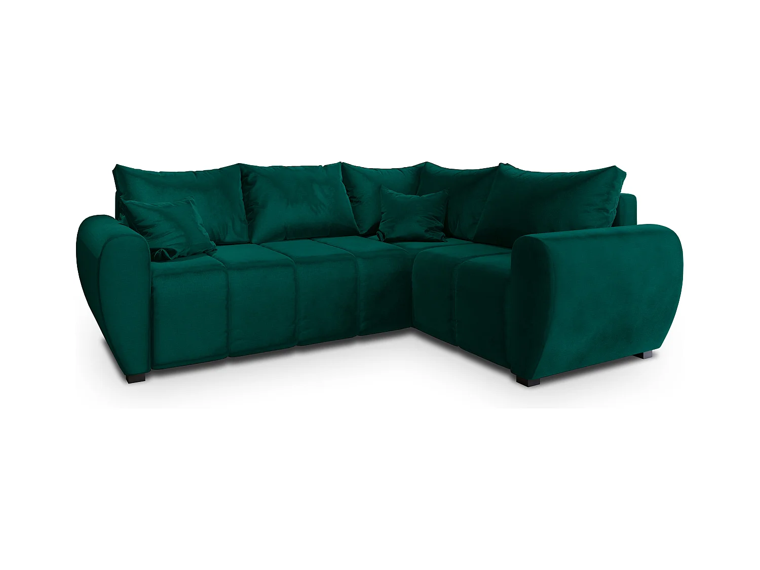 Canapé d'angle MADISON Vert Sapin en peluche avec fonction de couchage