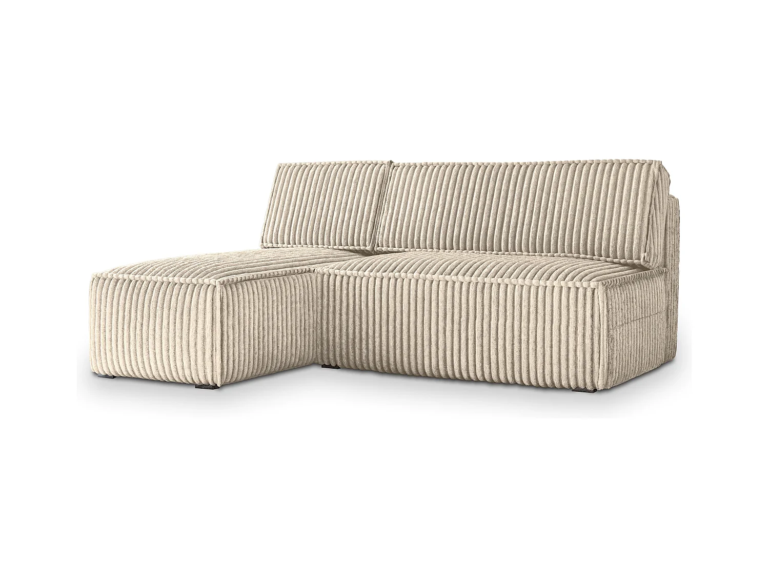 Canapé d'angle BRISO Crème en velours côtelé avec fonction de couchage