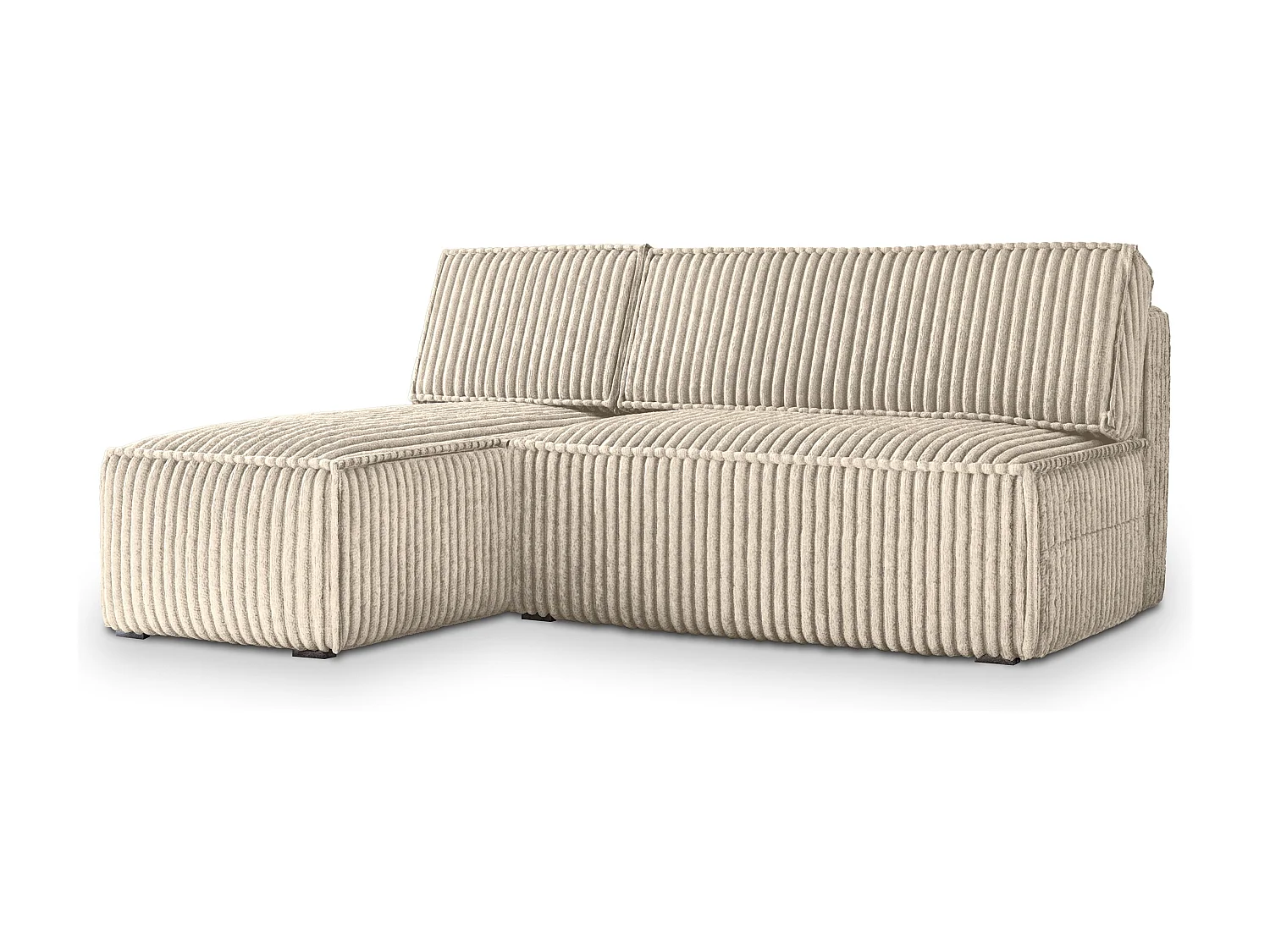 Canapé d'angle BRISO Crème en velours côtelé avec fonction de couchage