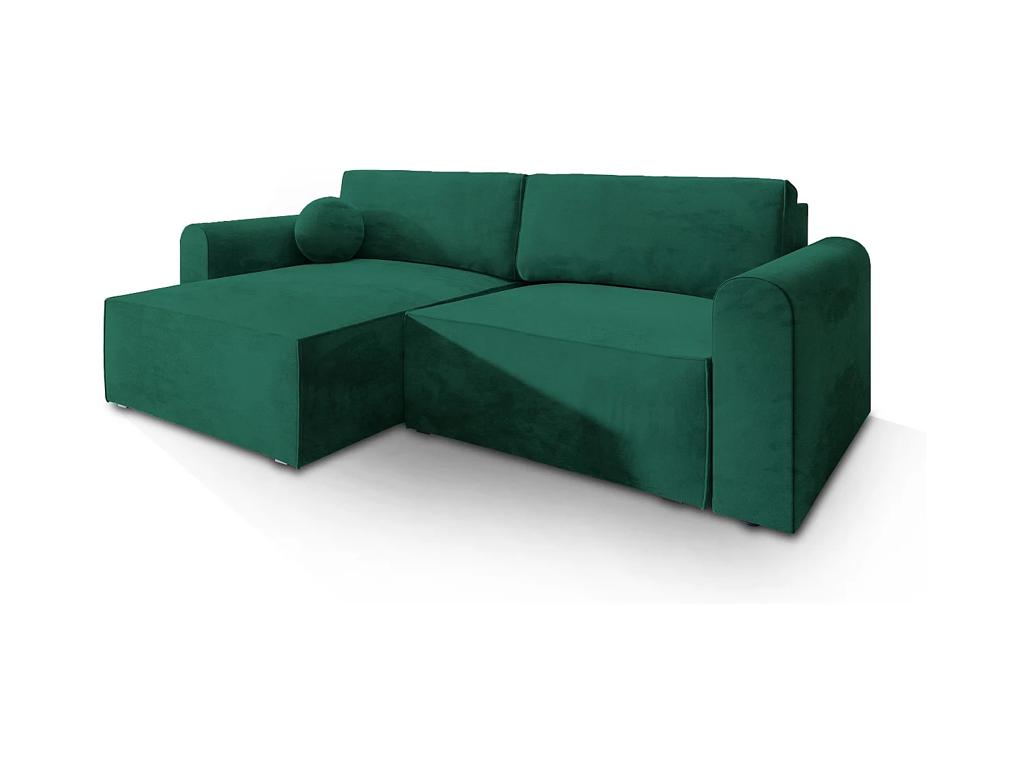 Canapé d'angle FIANO Vert Sapin en velours avec fonction de couchage