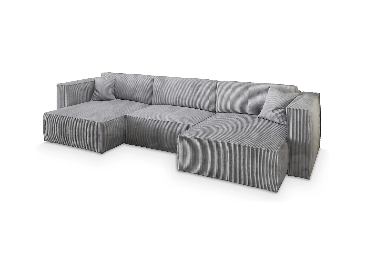 Canapé d'angle SARMO Gris clair en velours côtelé avec fonction de couchage