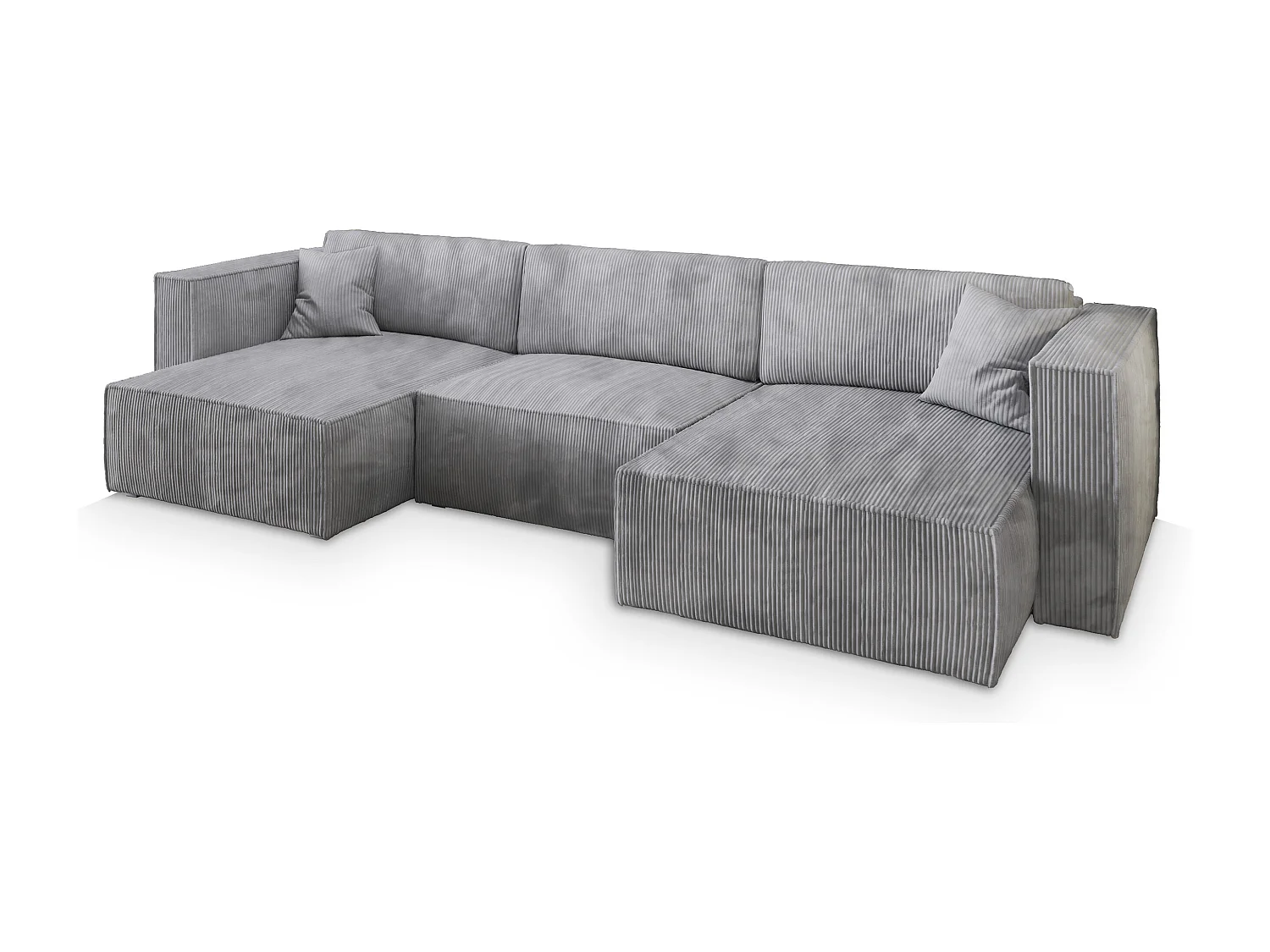 Canapé d'angle SARMO Gris clair en velours côtelé avec fonction de couchage