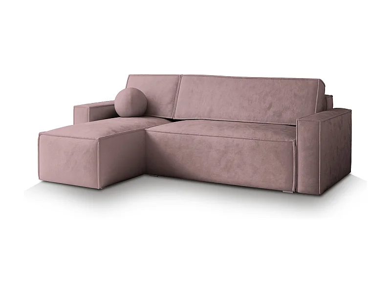 Canapé d'angle RAVELO Parme en velours avec fonction de couchage