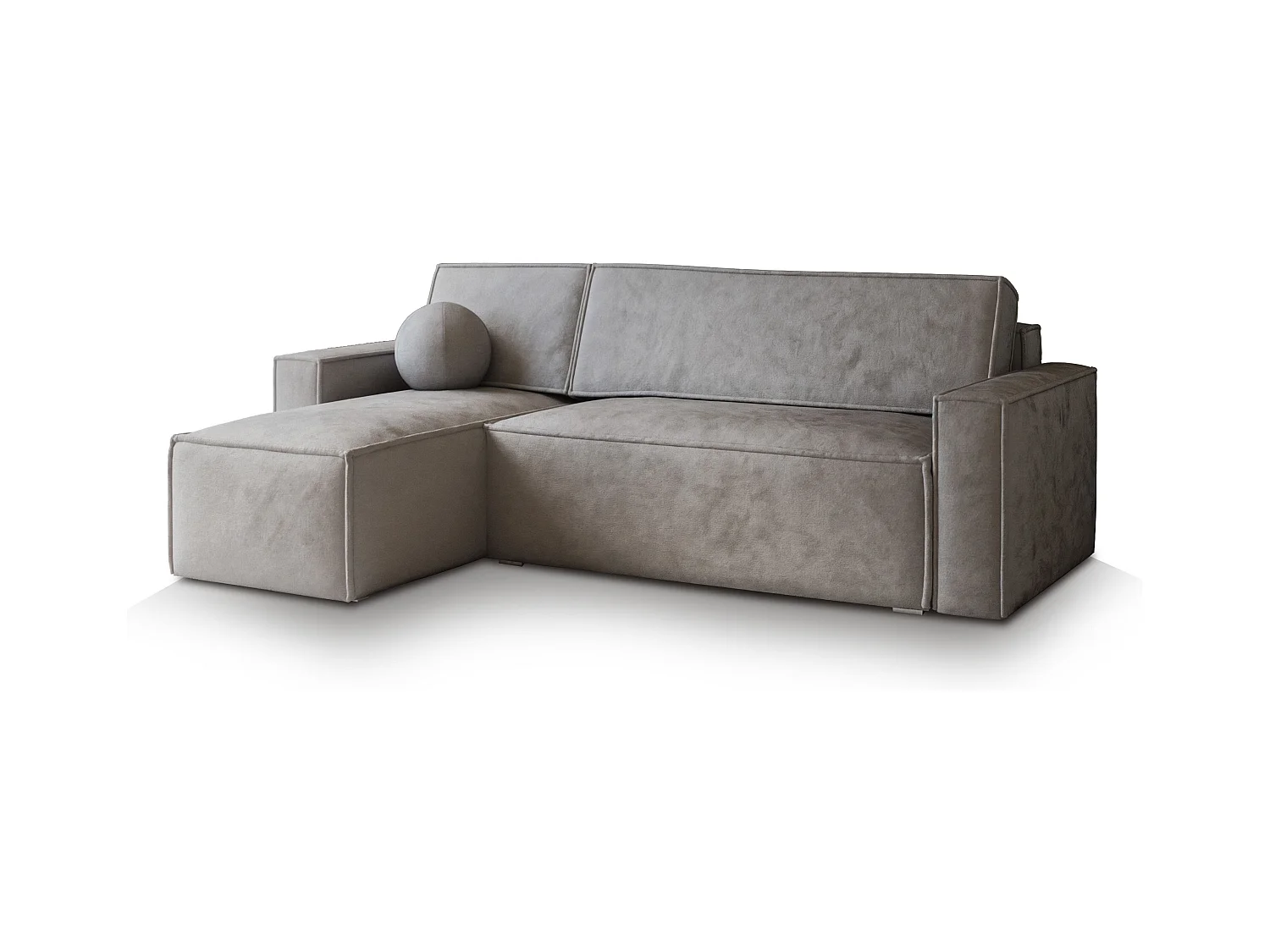 Canapé d'angle RAVELO Gris clair en velours avec fonction de couchage