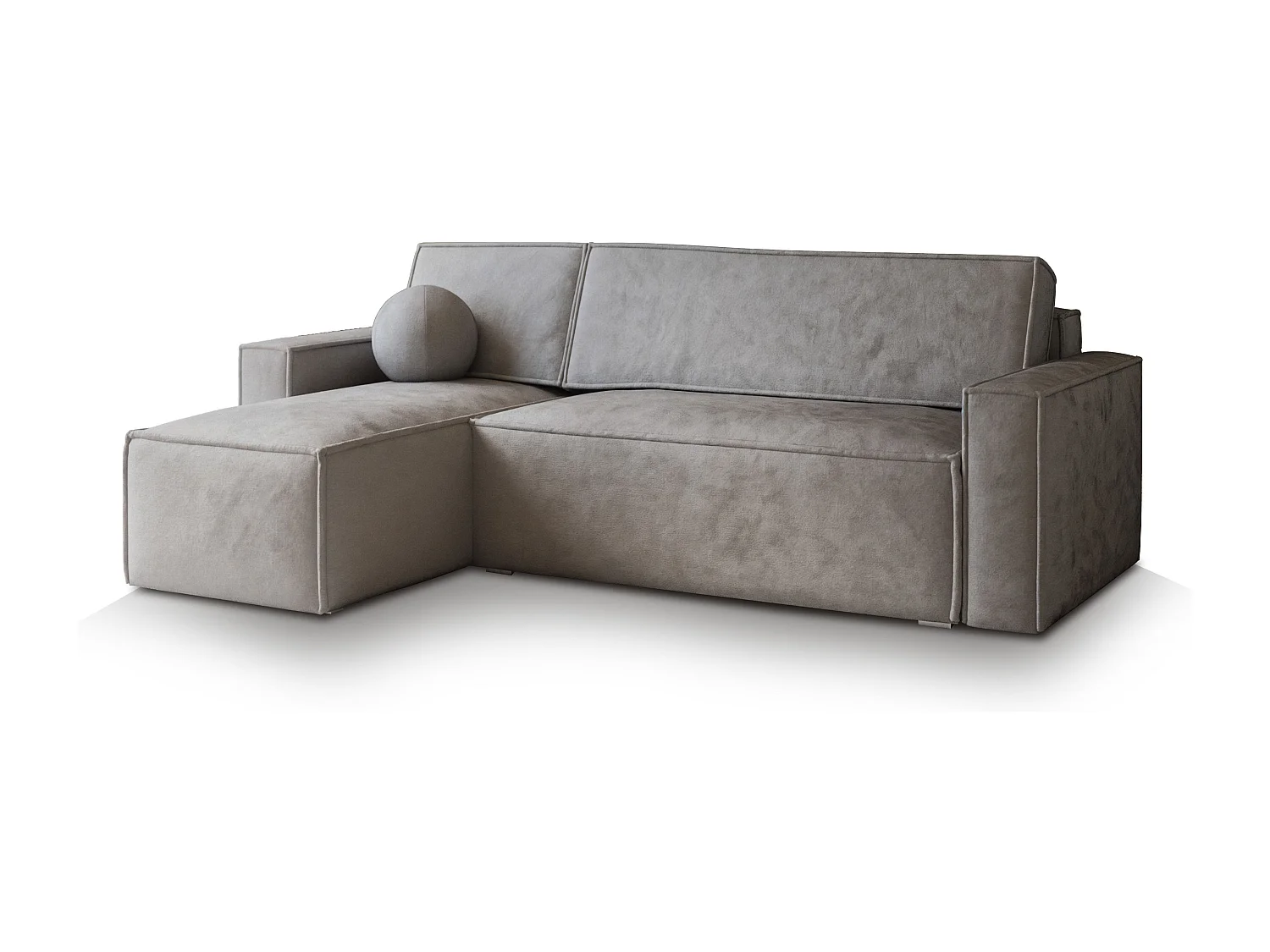 Canapé d'angle RAVELO Gris clair en velours avec fonction de couchage