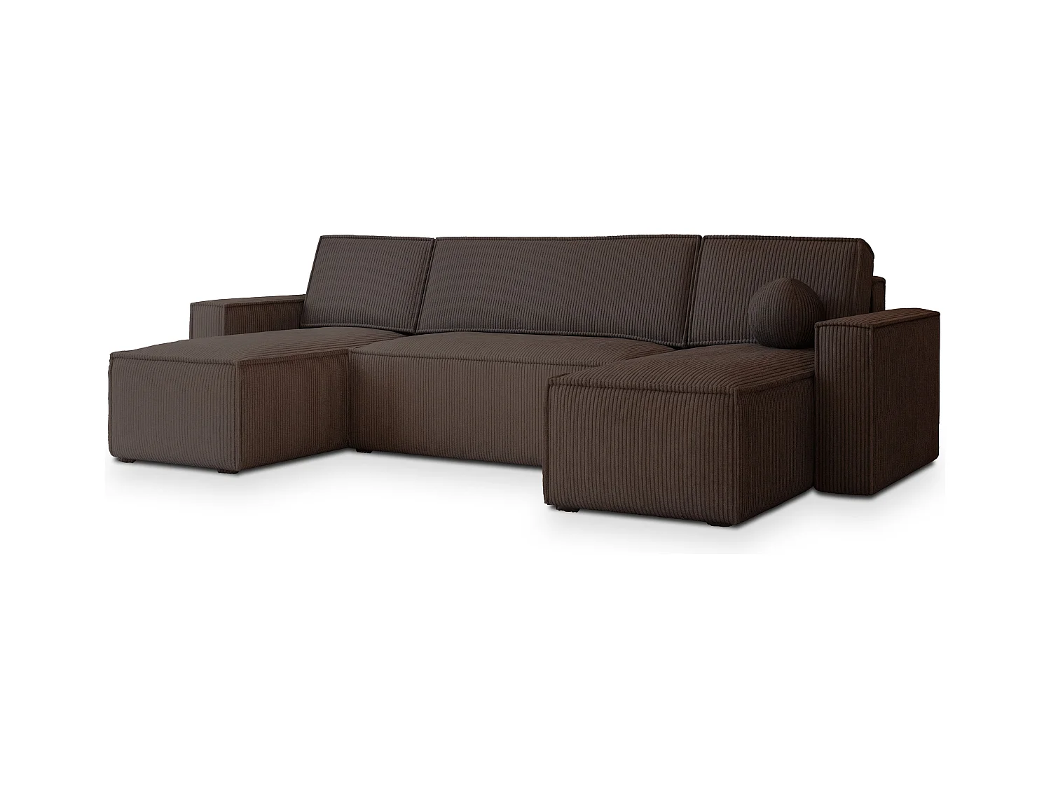 Canapé d'angle PESANO Marron en velours côtelé avec fonction de couchage
