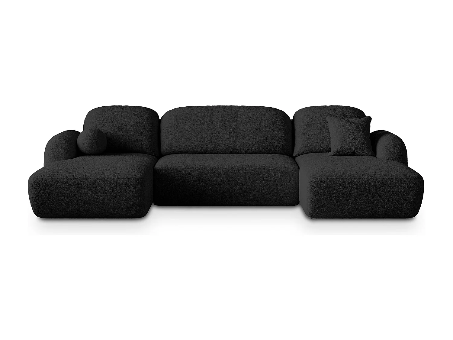 Canapé d'angle SAVONA Noir en bouclé avec fonction de couchage