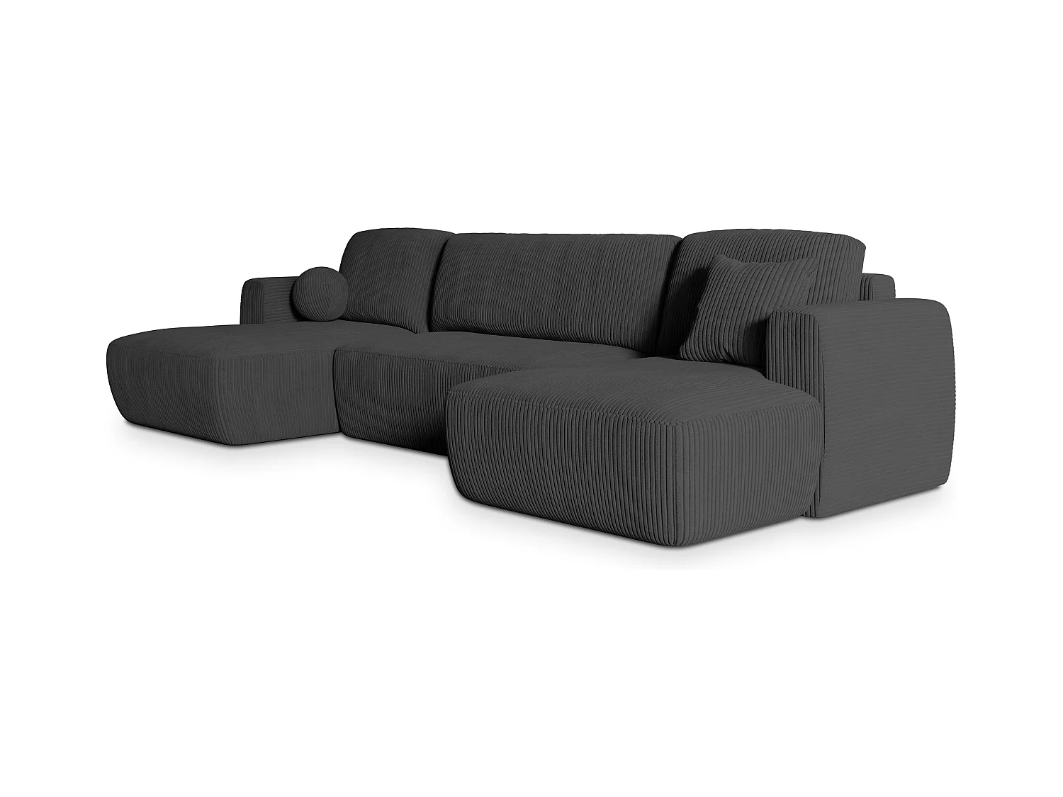 Canapé d'angle SENTUM Gris anthracite en velours côtelé avec fonction de couchage
