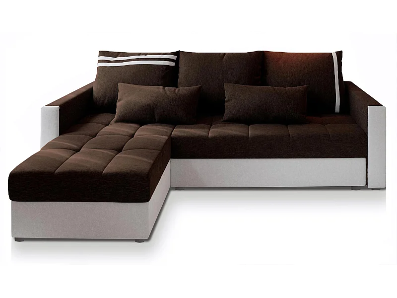 Canapé d'angle KOS PIK Marron en tissu texturé avec fonction de couchage