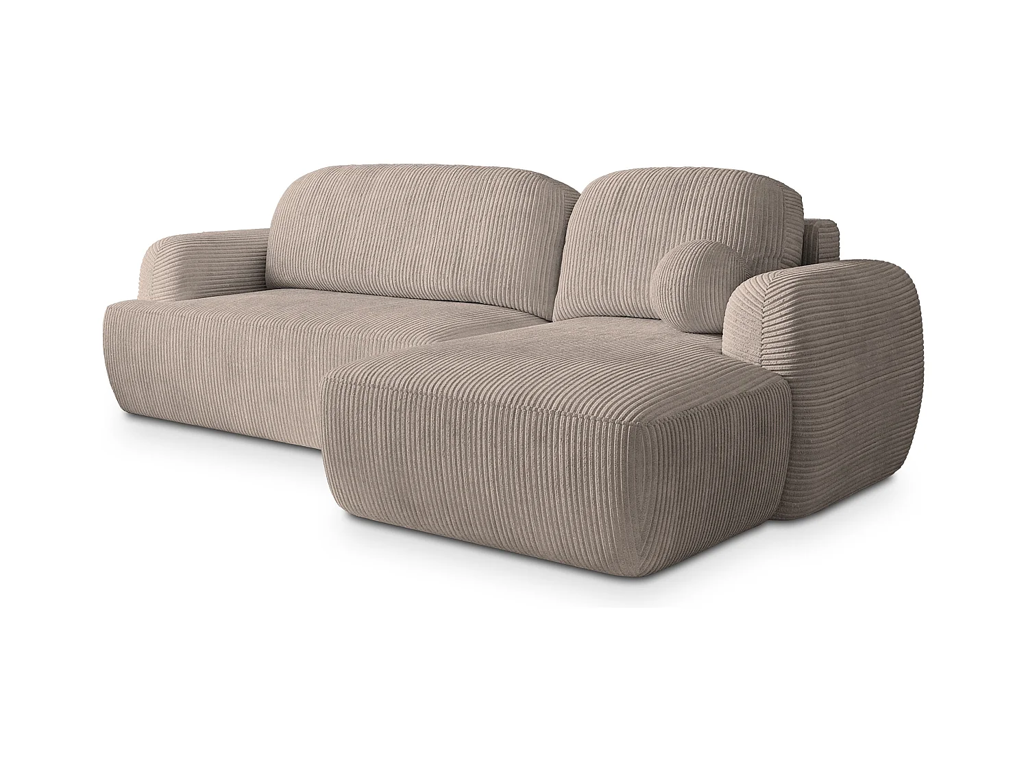 Canapé d'angle MODENZA Beige en velours côtelé avec fonction de couchage