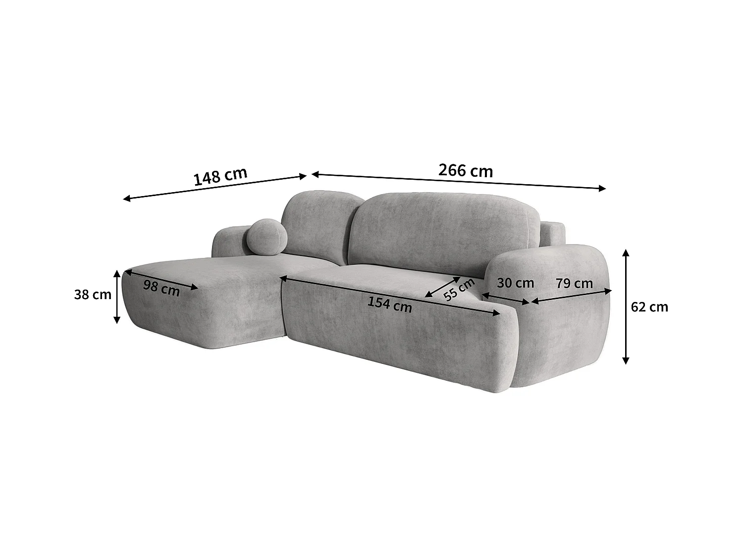 Canapé d'angle MODENZA Beige en velours côtelé avec fonction de couchage