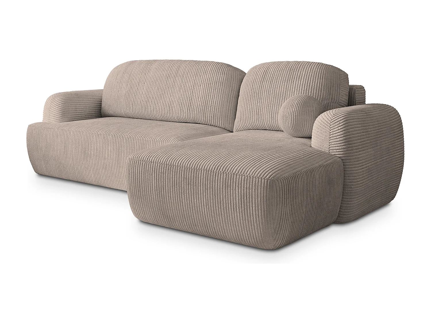 Canapé d'angle MODENZA Beige en velours côtelé avec fonction de couchage