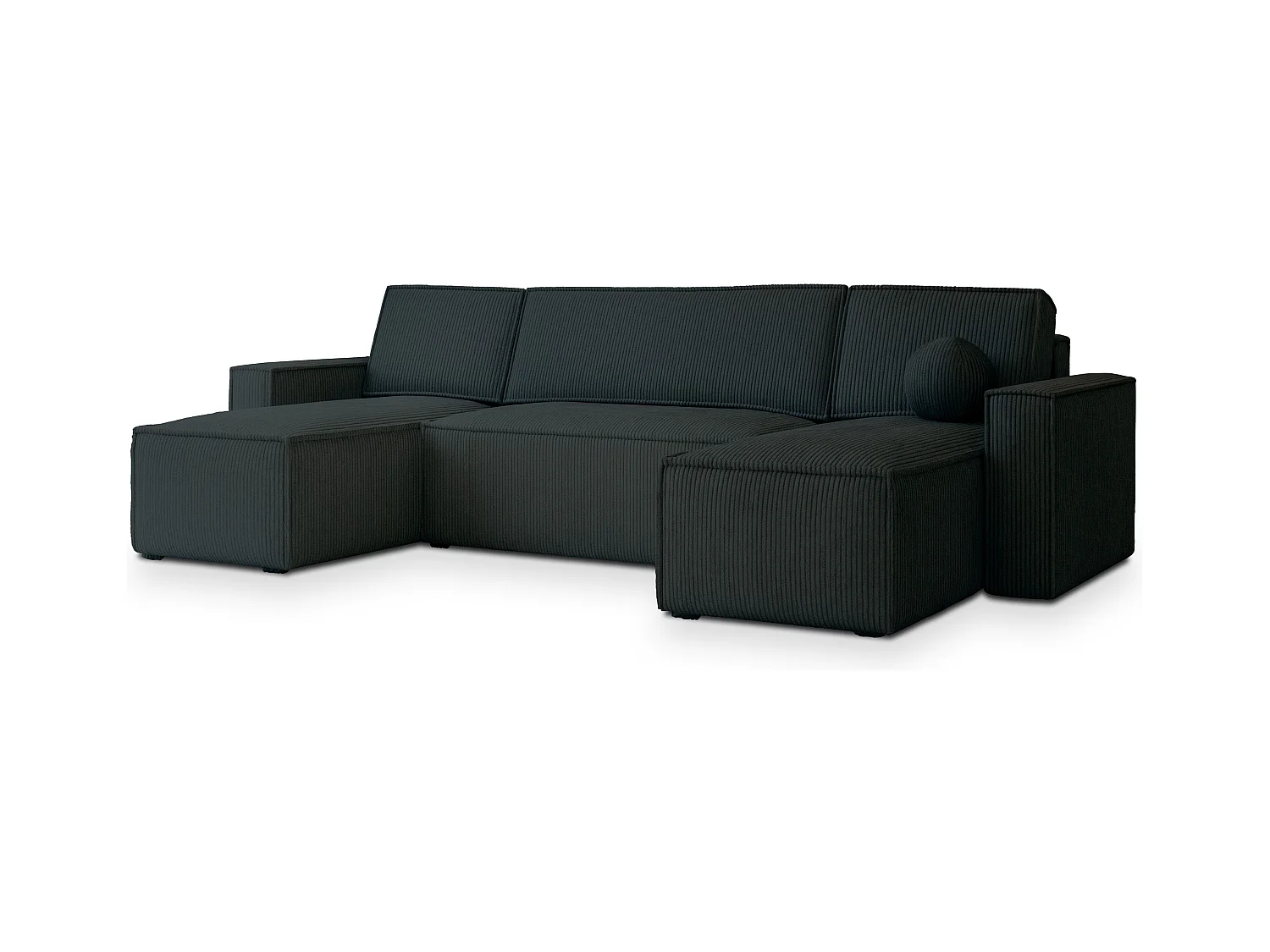 Canapé d'angle PESANO Noir en velours côtelé avec fonction de couchage