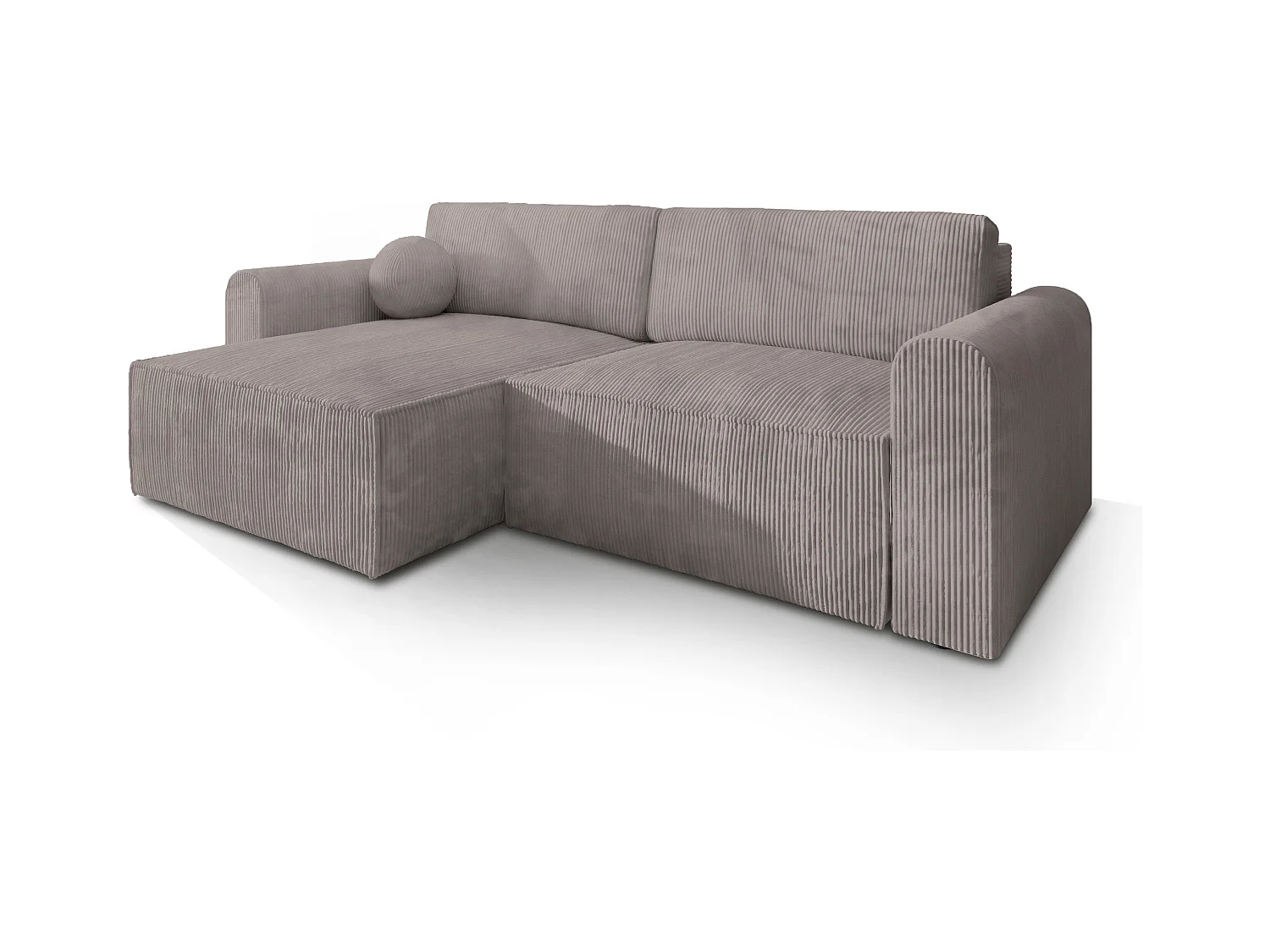 Canapé d'angle FIANO Beige en velours côtelé avec fonction de couchage