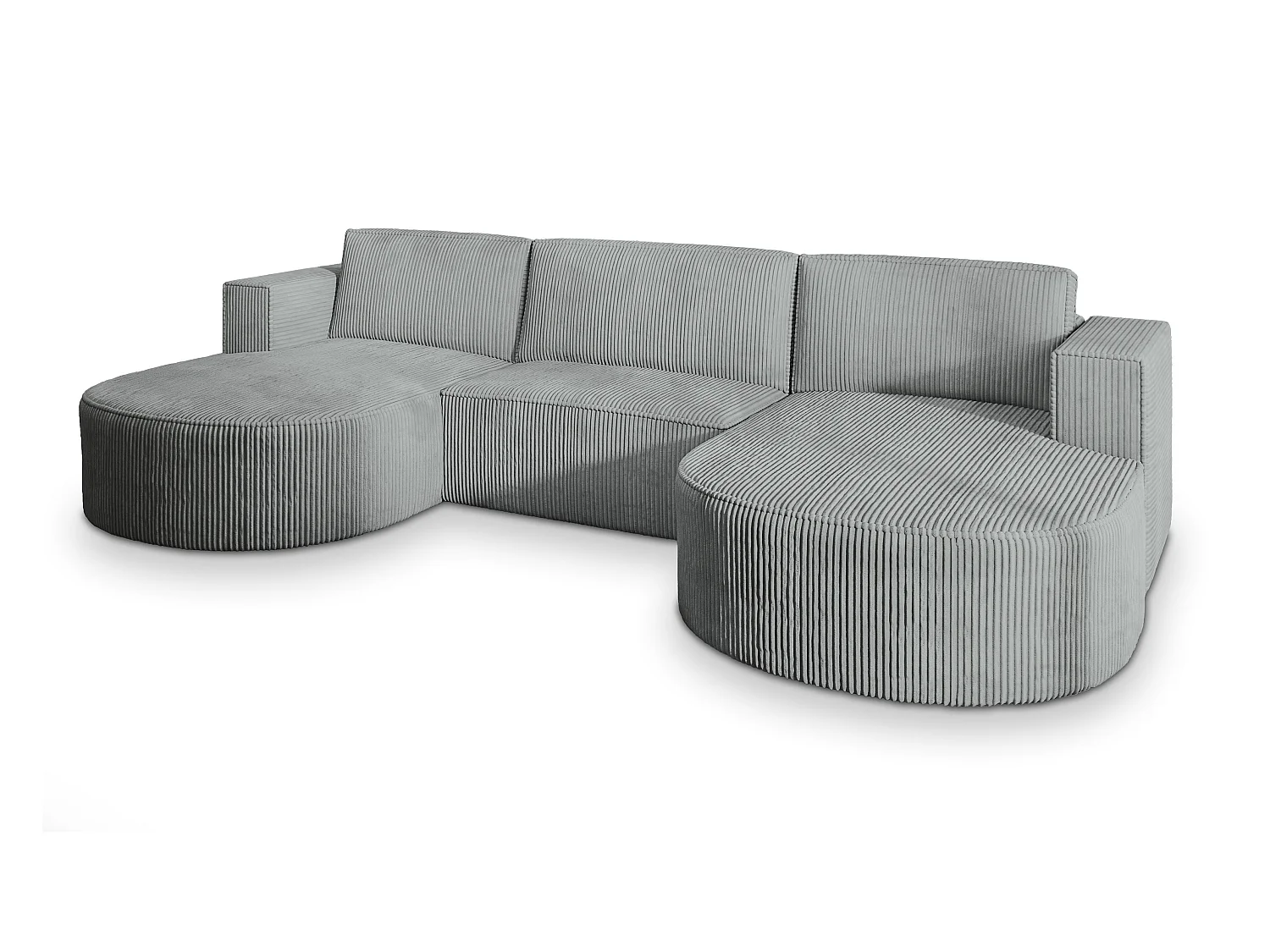 Canapé d'angle VEZZO Gris clair en velours côtelé avec fonction de couchage