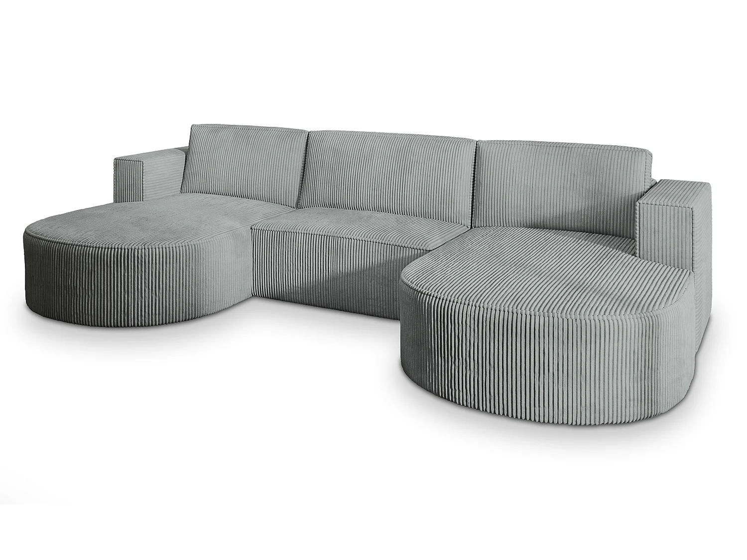 Canapé d'angle VEZZO Gris clair en velours côtelé avec fonction de couchage