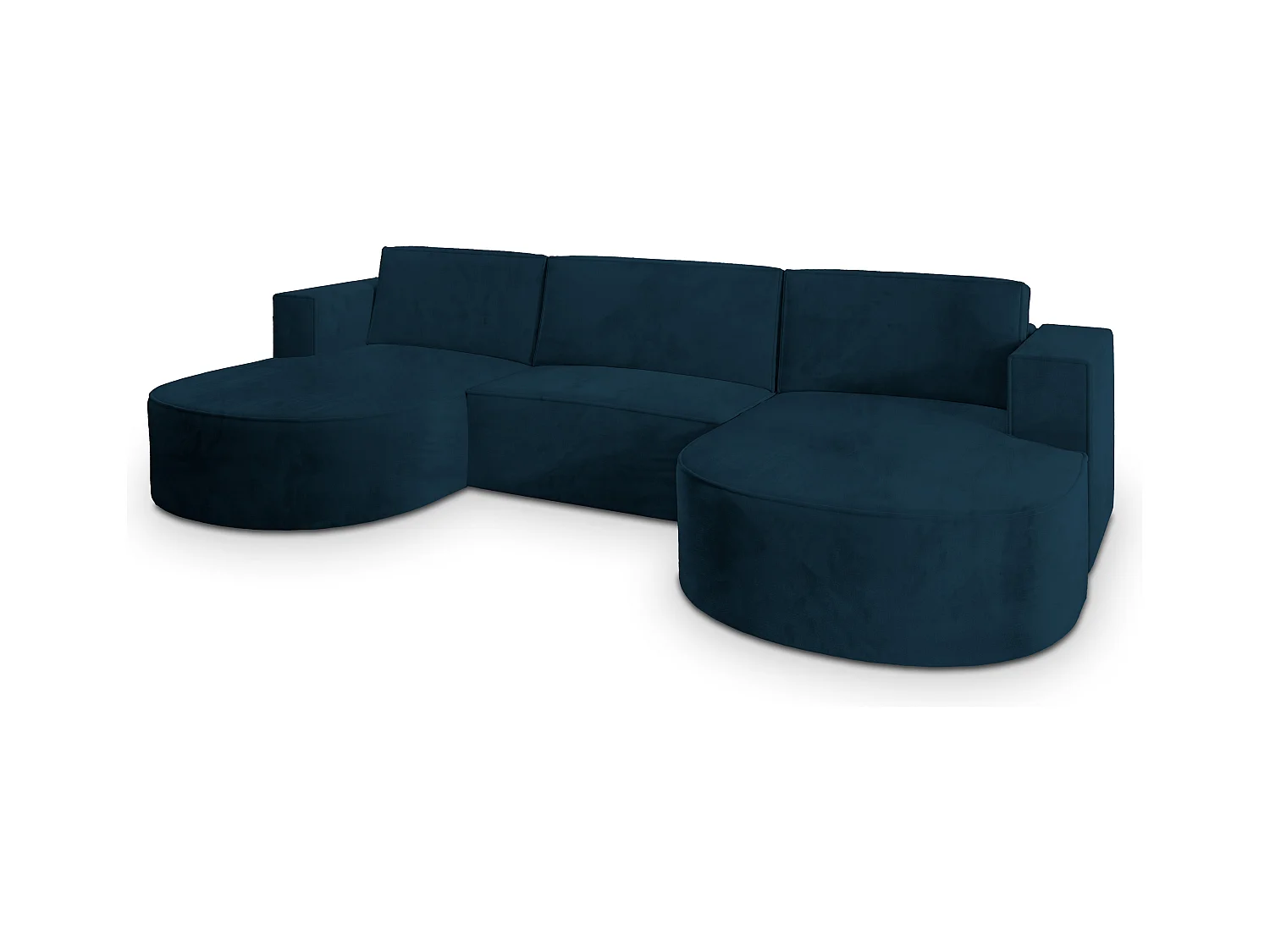 Canapé d'angle VEZZO Bleu en velours avec fonction de couchage