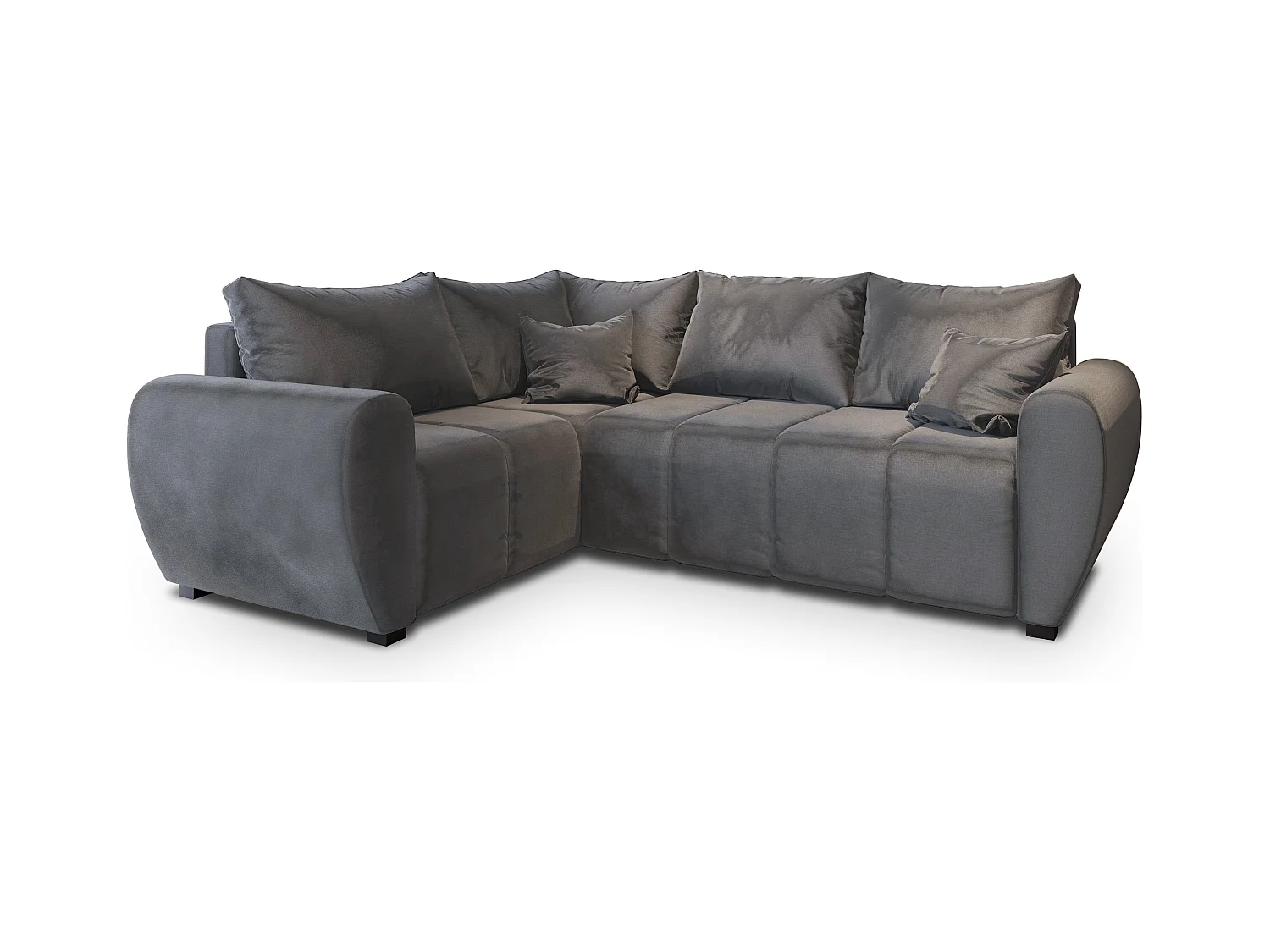 Canapé d'angle MADISON Gris en peluche avec fonction de couchage