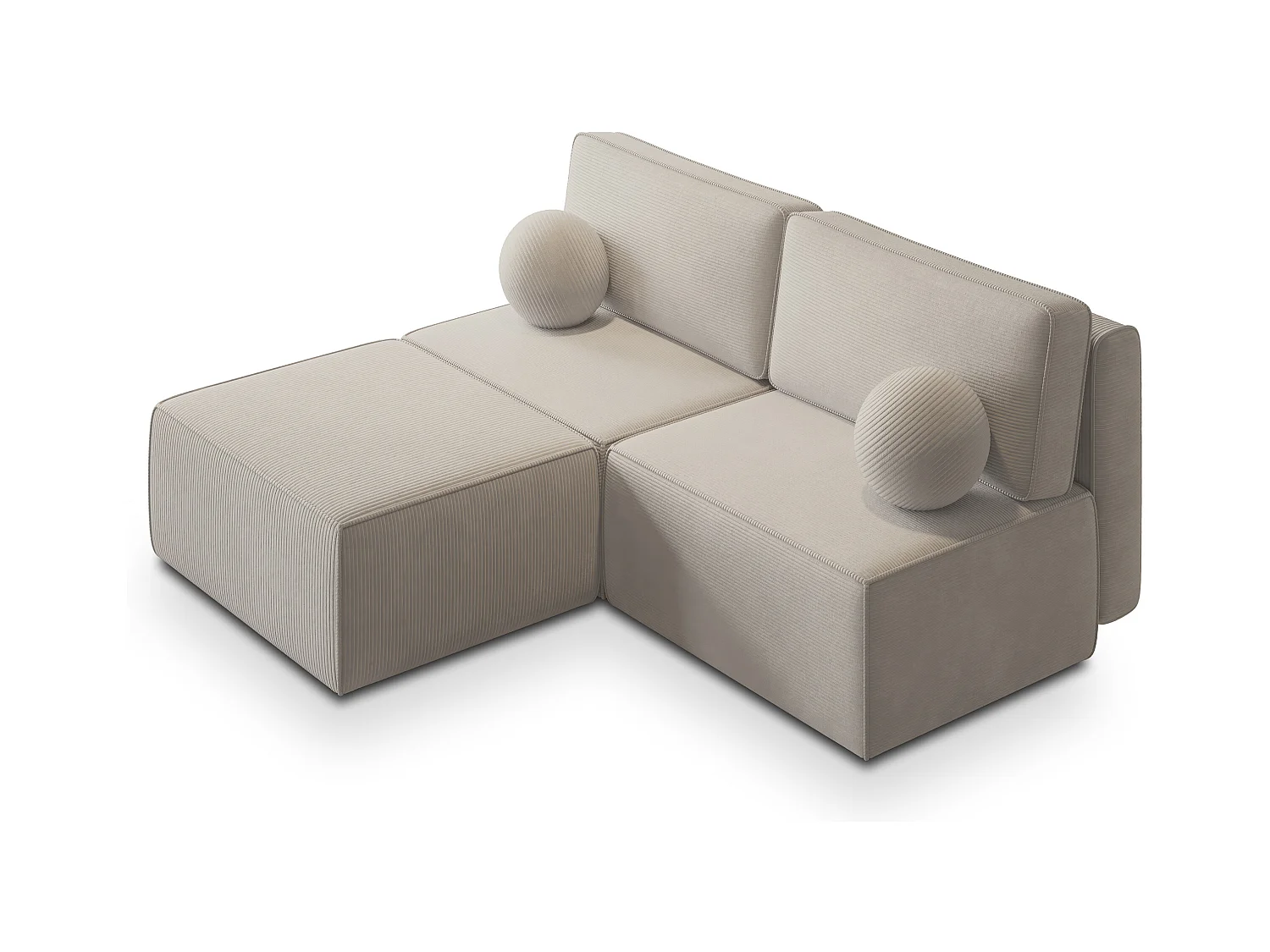 Canapé d'angle VARNA Crème en velours côtelé avec fonction de couchage
