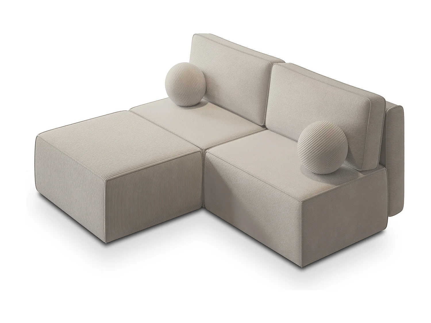 Canapé d'angle VARNA Crème en velours côtelé avec fonction de couchage