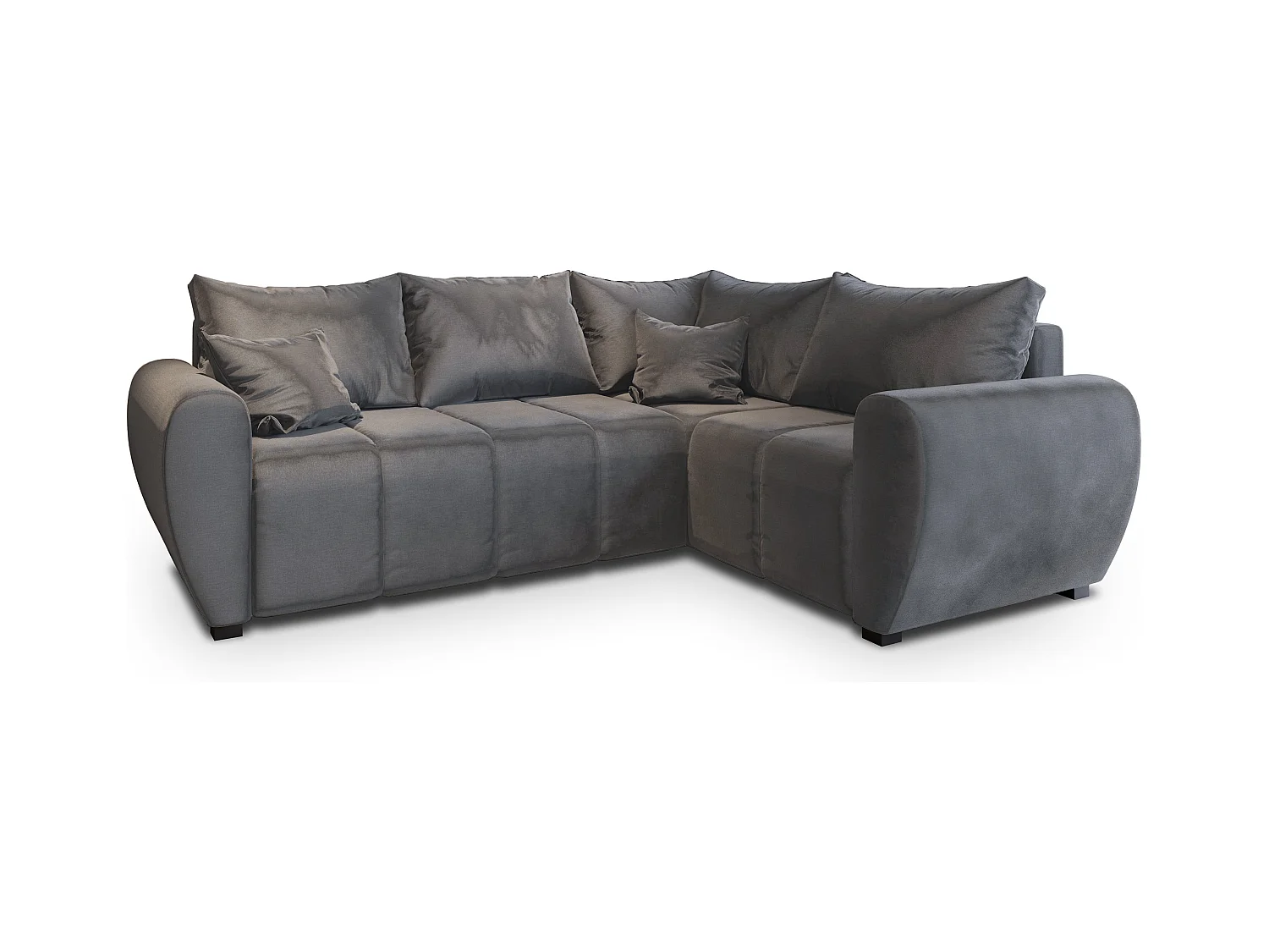 Canapé d'angle MADISON Gris en peluche avec fonction de couchage