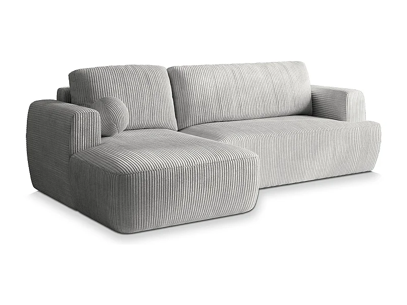 Canapé d'angle SENTI Gris clair en velours côtelé avec fonction de couchage