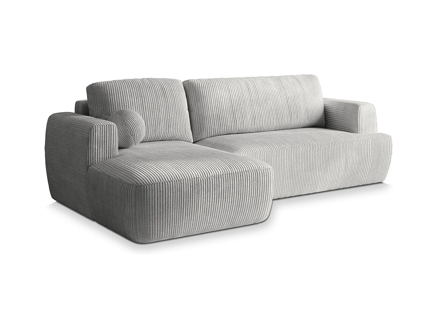 Canapé d'angle SENTI Gris clair en velours côtelé avec fonction de couchage