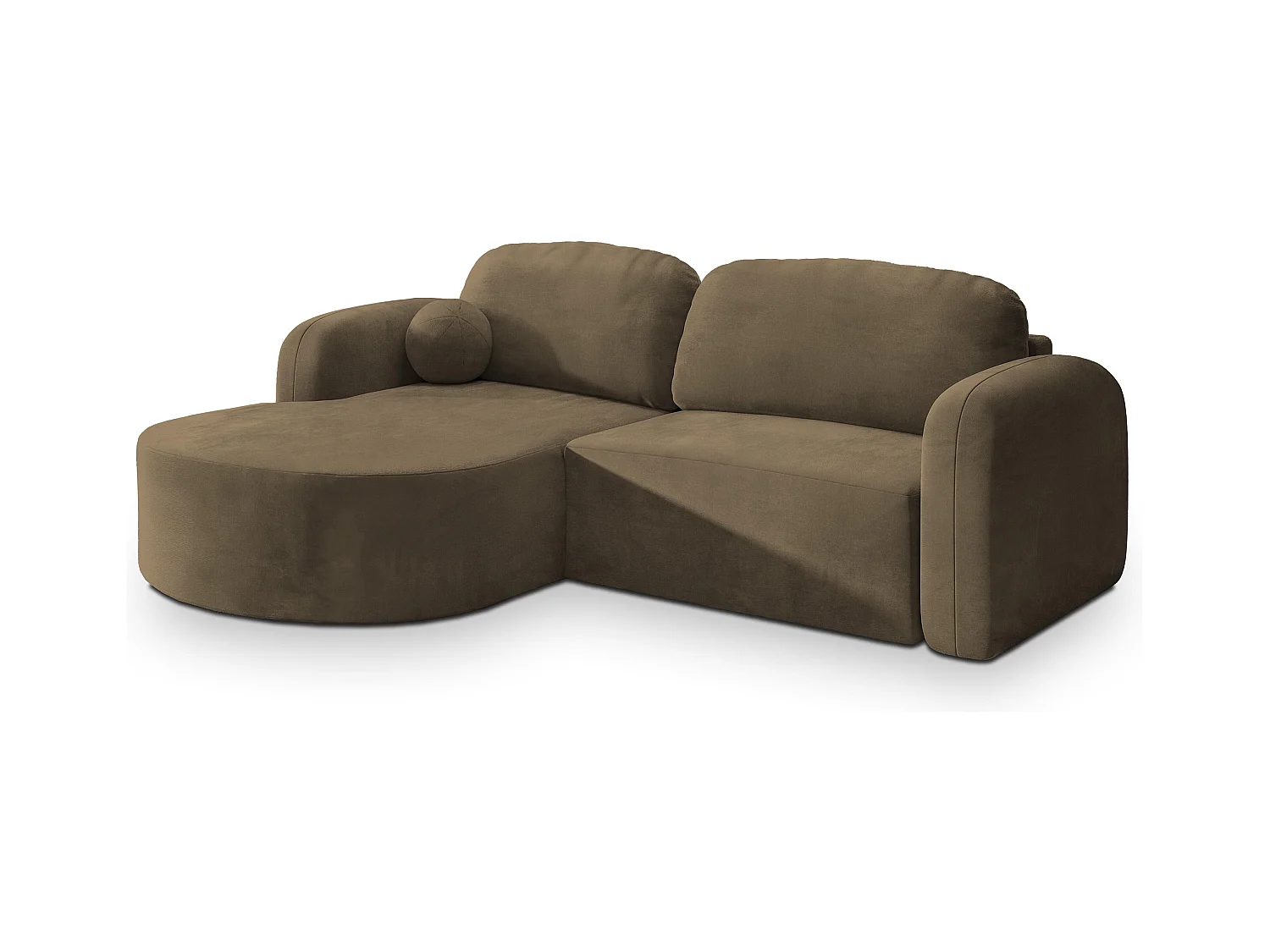 Canapé d'angle AMILIA Beige en velours avec fonction de couchage