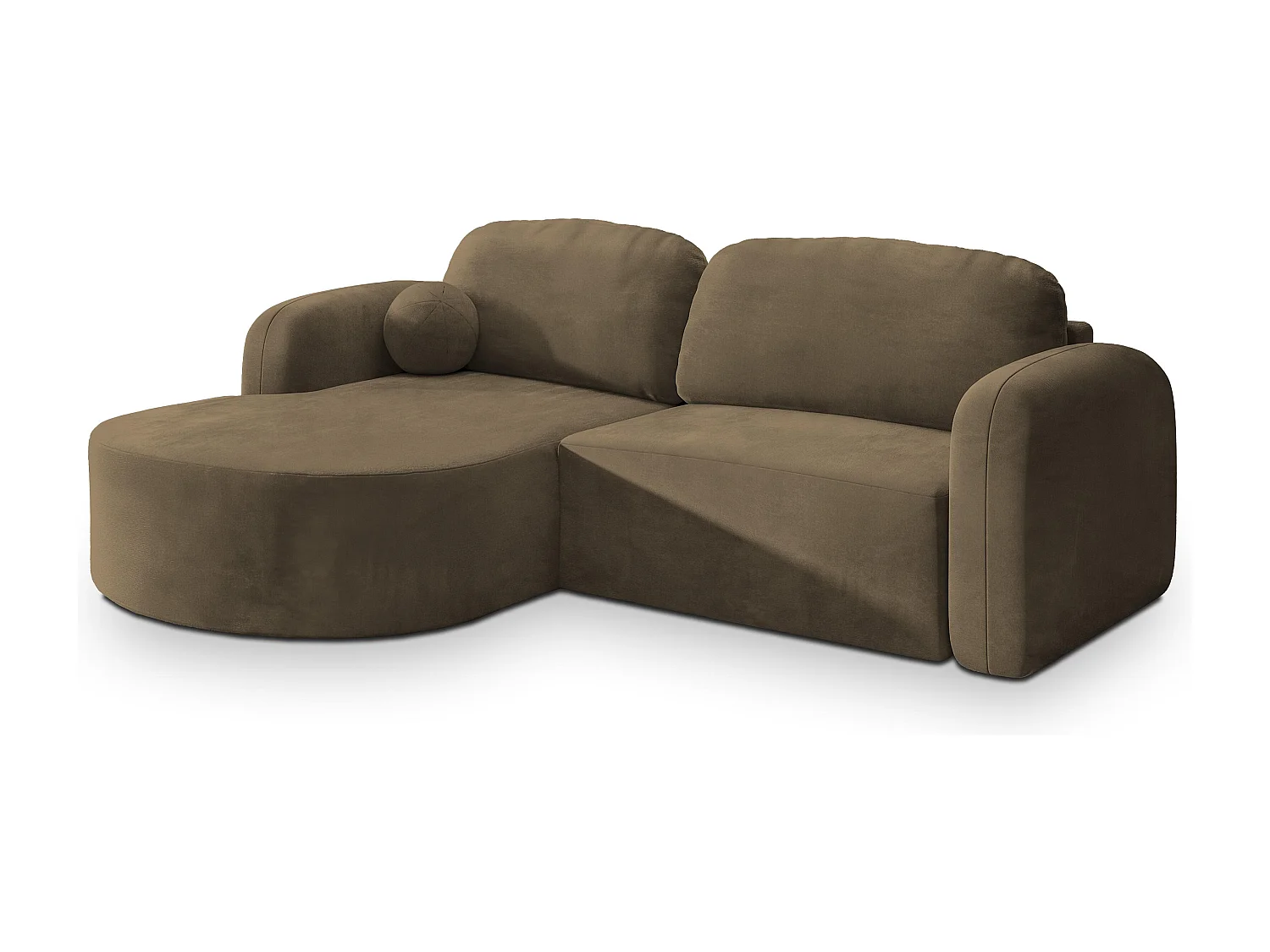 Canapé d'angle AMILIA Beige en velours avec fonction de couchage