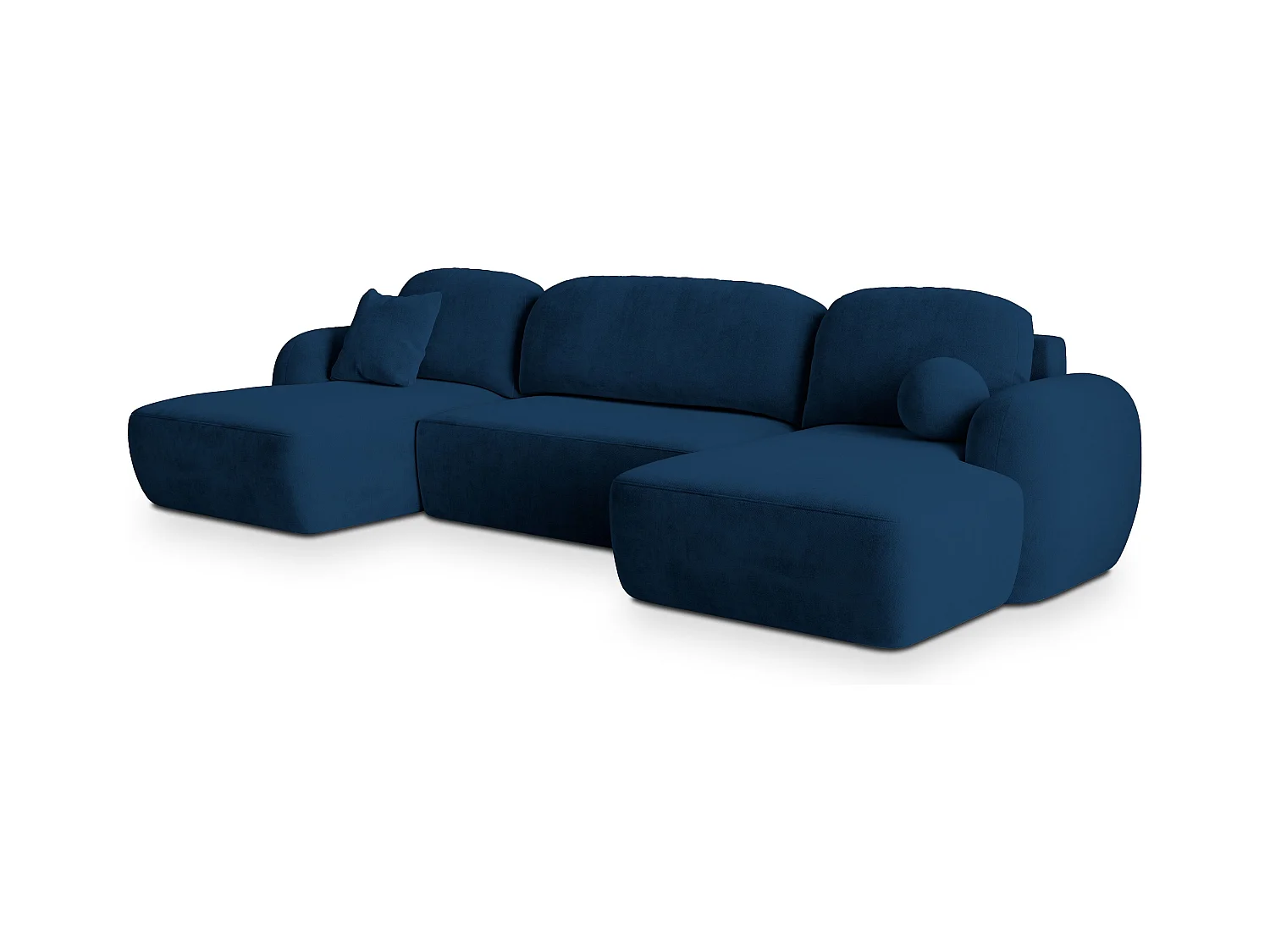 Canapé d'angle SAVONA Bleu en peluche avec fonction de couchage