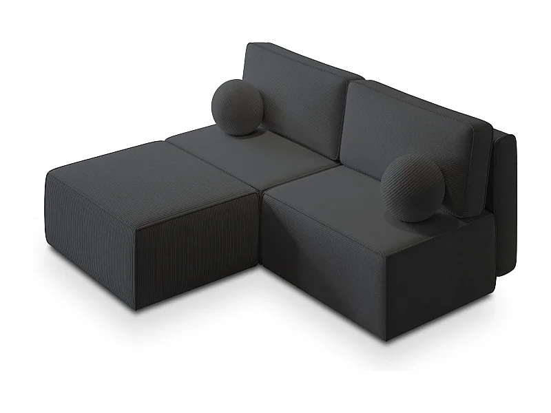 Canapé d'angle VARNA Gris anthracite en velours côtelé avec fonction de couchage