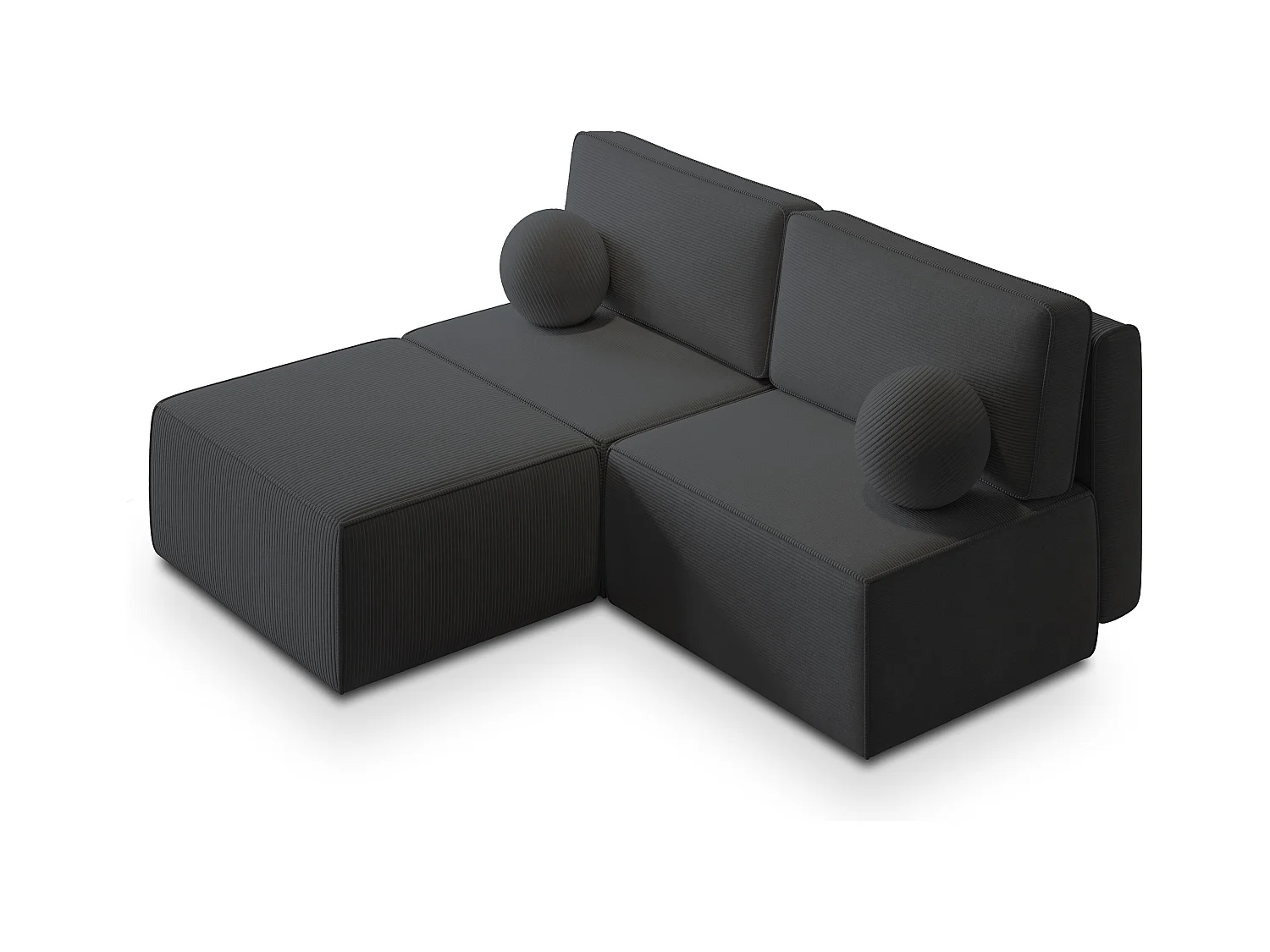 Canapé d'angle VARNA Gris anthracite en velours côtelé avec fonction de couchage