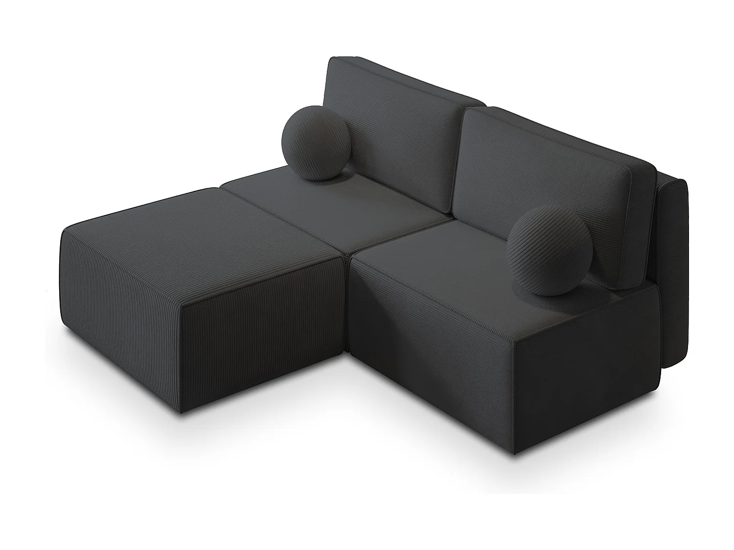 Canapé d'angle VARNA Gris anthracite en velours côtelé avec fonction de couchage