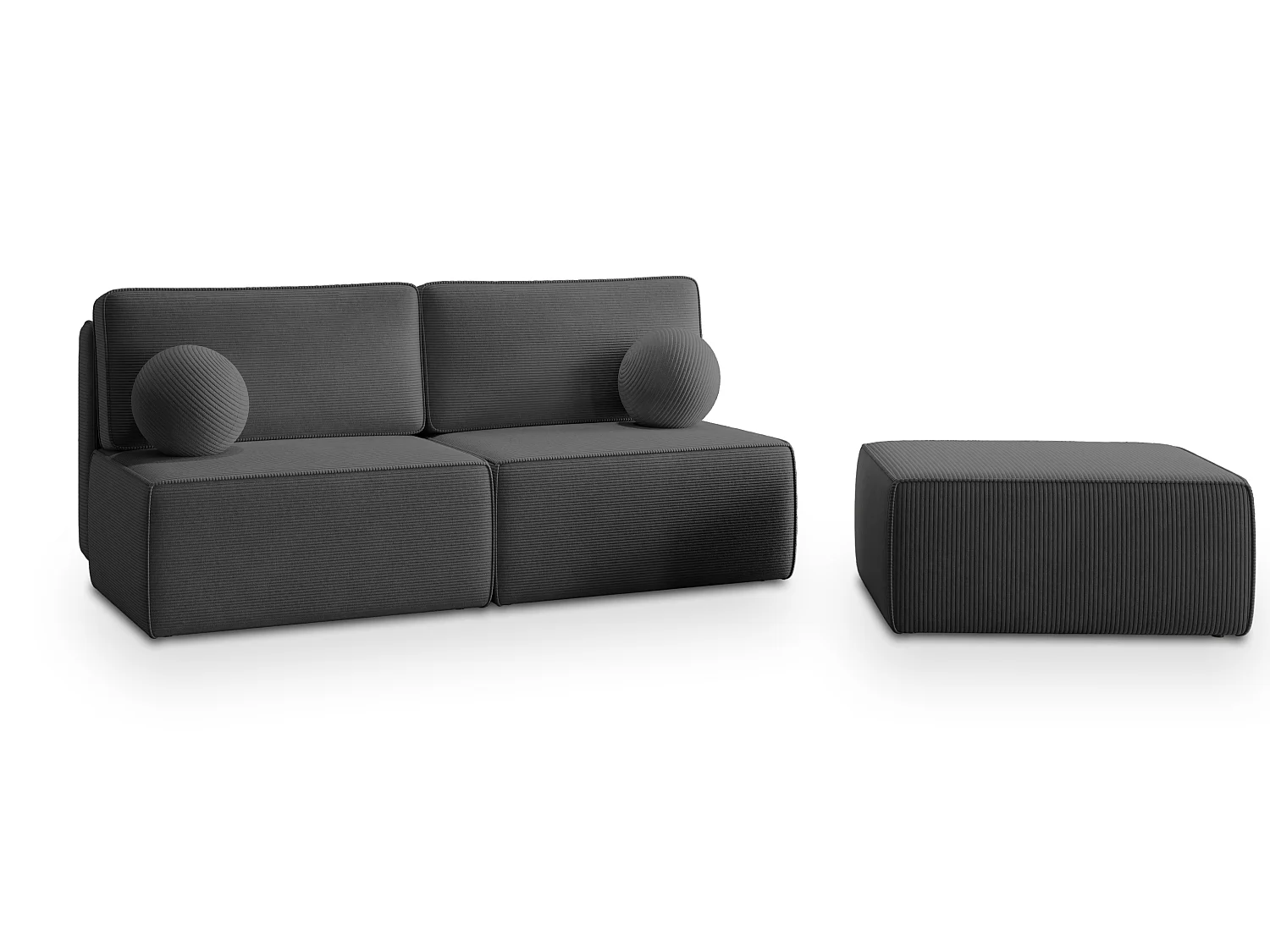 Canapé d'angle VARNA, avec fonction de couchage, velours côtelé Gris