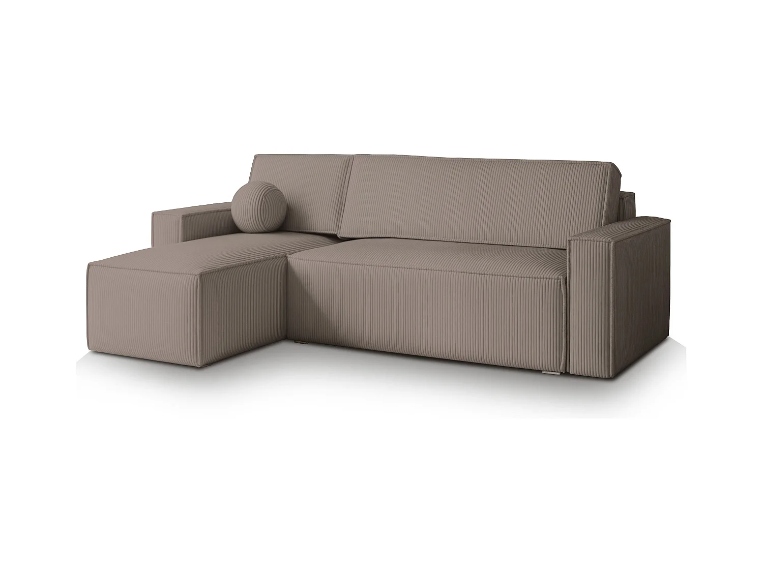 Canapé d'angle RAVELO Beige en velours côtelé avec fonction de couchage
