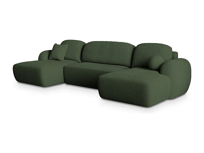 Hoekbank SAVONA van fluweel met slaapfunctie Grün