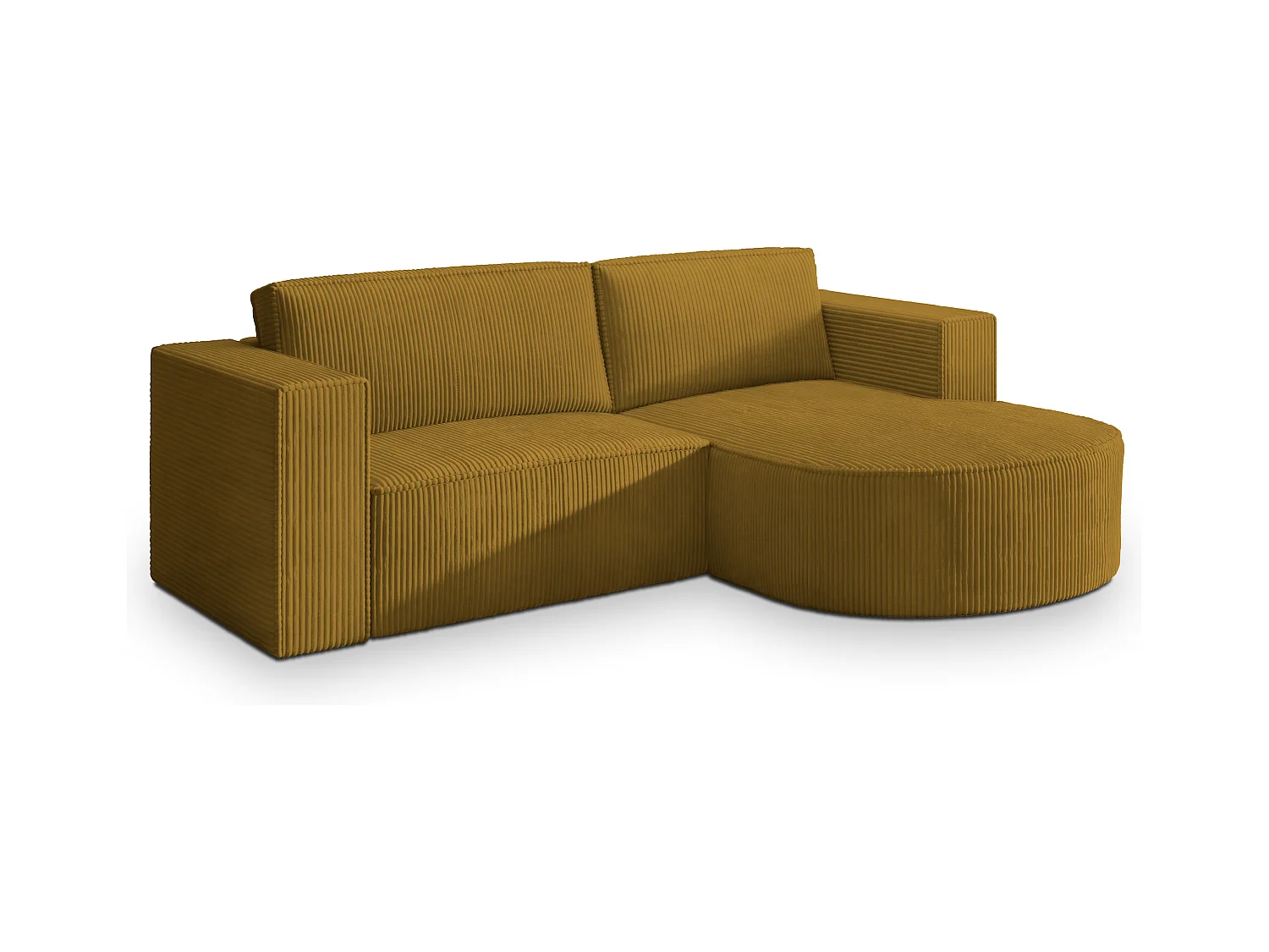 Canapé d'angle SORELA Jaune en velours côtelé avec fonction de couchage