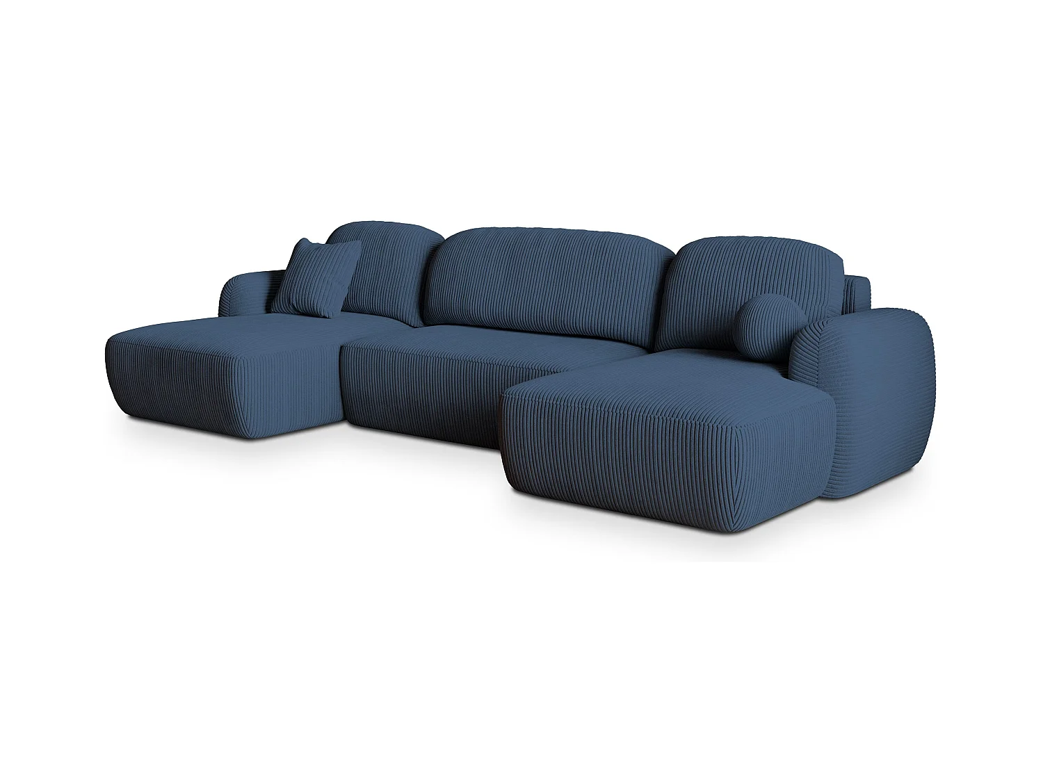 Canapé d'angle SAVONA Bleu en velours côtelé avec fonction de couchage