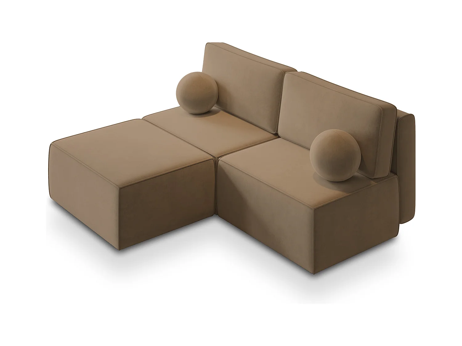 Canapé d'angle VARNA Beige en velours avec fonction de couchage