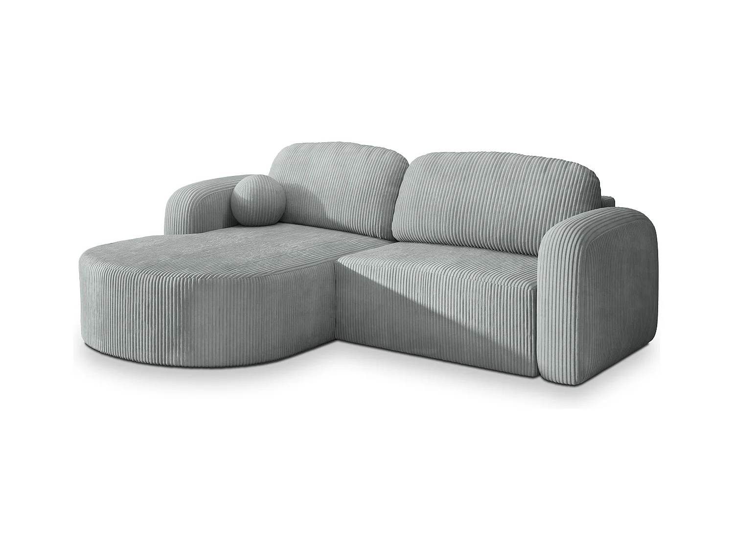 Canapé d'angle AMILIA Gris clair en velours côtelé avec fonction de couchage