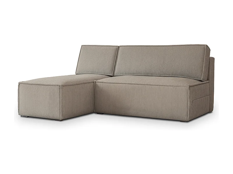 Canapé d'angle BRISO Beige en velours côtelé avec fonction de couchage