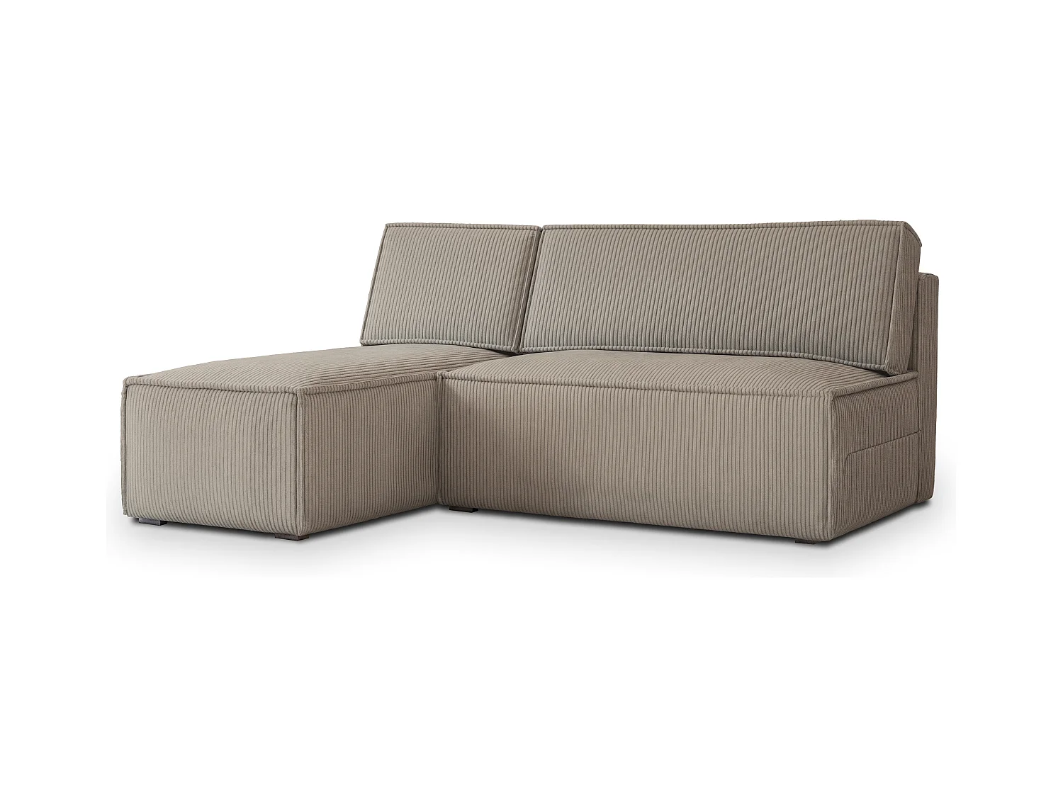 Canapé d'angle BRISO Beige en velours côtelé avec fonction de couchage